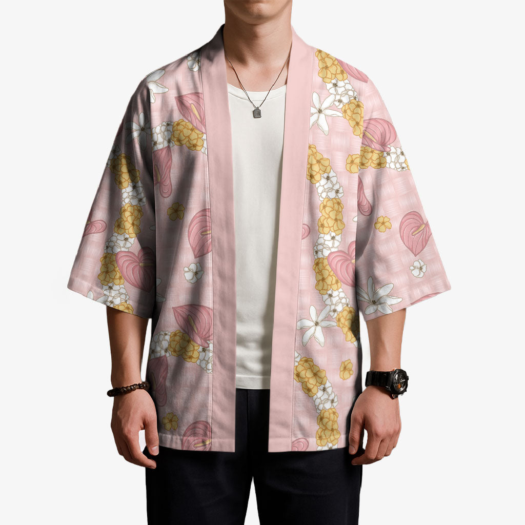 Hawaii Anthurium Tiare Pikake Lei Kimono Akala Lauhala Art Pattern