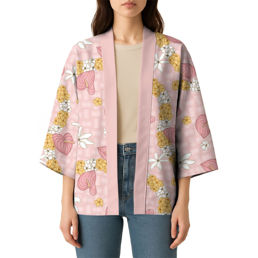 Hawaii Anthurium Tiare Pikake Lei Kimono Akala Lauhala Art Pattern