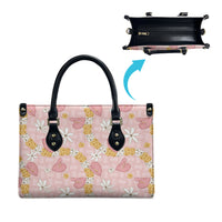 Hawaii Anthurium Tiare Pikake Lei Leather Bag Akala Lauhala Art Pattern