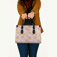 Hawaii Anthurium Tiare Pikake Lei Leather Bag Akala Lauhala Art Pattern