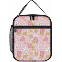 Hawaii Anthurium Tiare Pikake Lei Lunch Bag Akala Lauhala Art Pattern LT01 10.2 × 8.3 × 4.3 inch Pink - Polynesian Pride