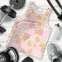 Hawaii Anthurium Tiare Pikake Lei Men Tank Top Akala Lauhala Art Pattern