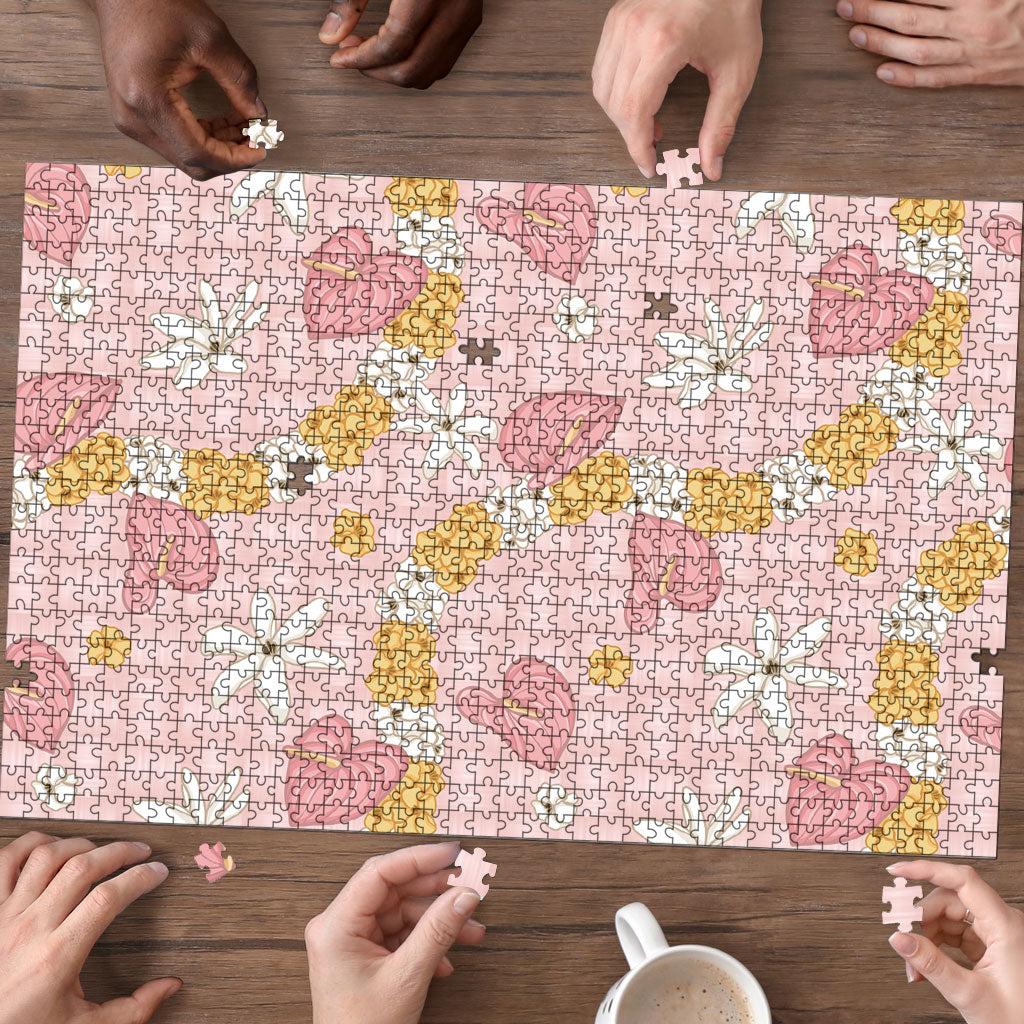 Hawaii Anthurium Tiare Pikake Lei Puzzle Akala Lauhala Art Pattern