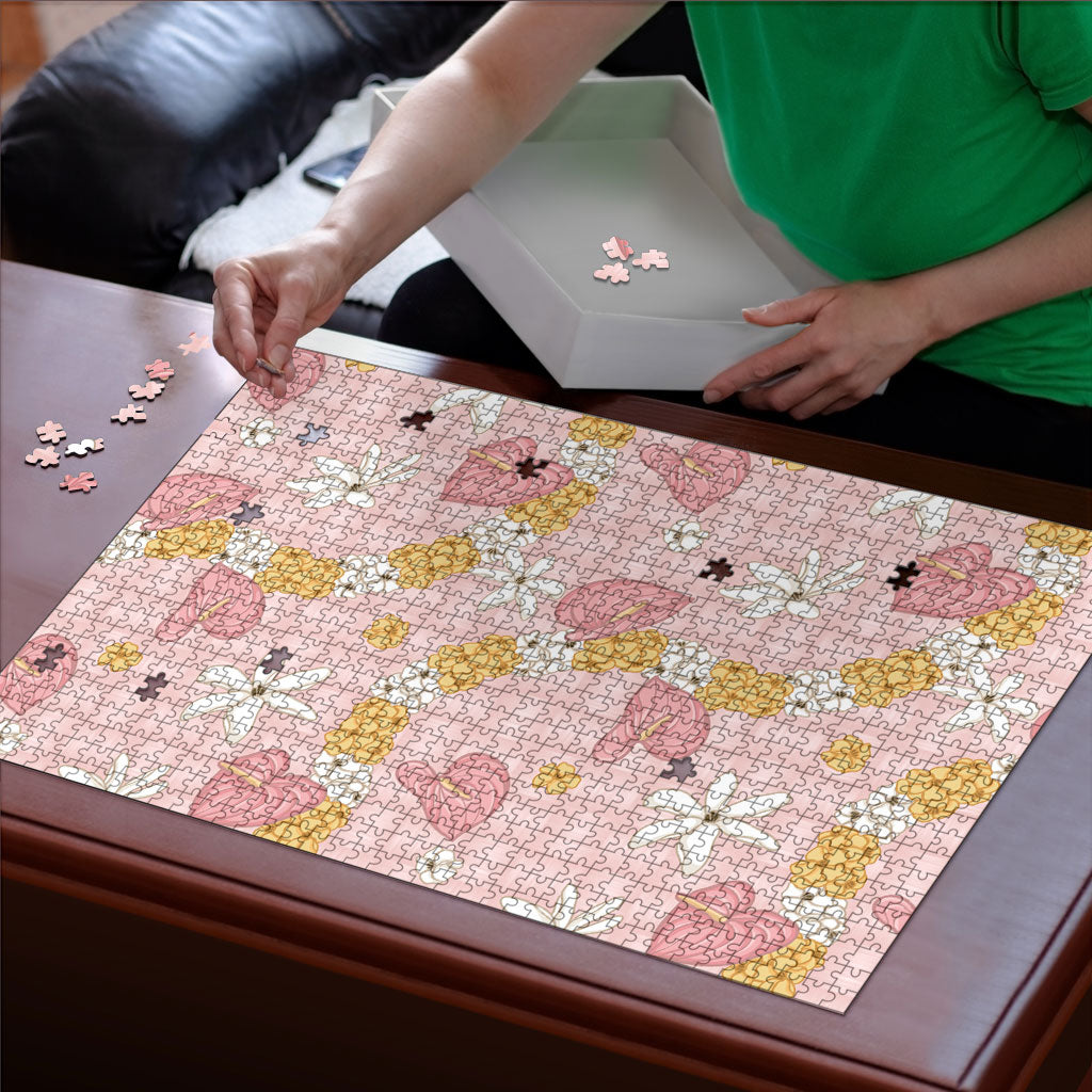 Hawaii Anthurium Tiare Pikake Lei Puzzle Akala Lauhala Art Pattern