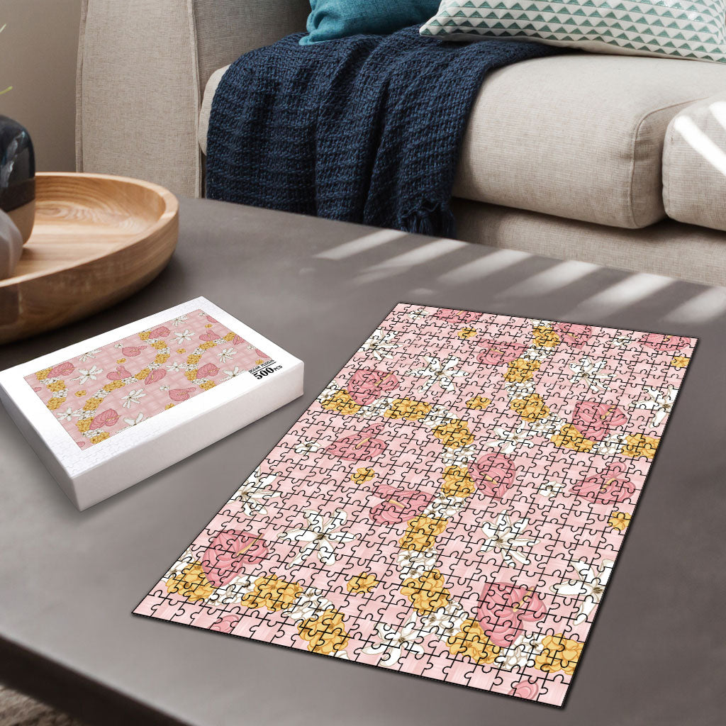 Hawaii Anthurium Tiare Pikake Lei Puzzle Akala Lauhala Art Pattern