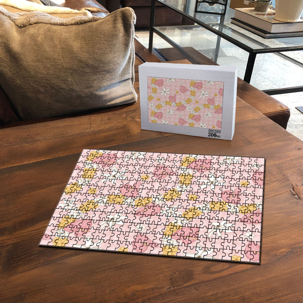 Hawaii Anthurium Tiare Pikake Lei Puzzle Akala Lauhala Art Pattern