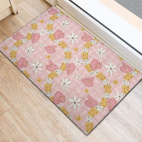 Hawaii Anthurium Tiare Pikake Lei Rubber Doormat Akala Lauhala Art Pattern