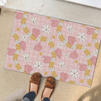 Hawaii Anthurium Tiare Pikake Lei Rubber Doormat Akala Lauhala Art Pattern