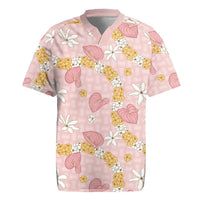 Hawaii Anthurium Tiare Pikake Lei Rugby Jersey Akala Lauhala Art Pattern