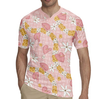 Hawaii Anthurium Tiare Pikake Lei Rugby Jersey Akala Lauhala Art Pattern