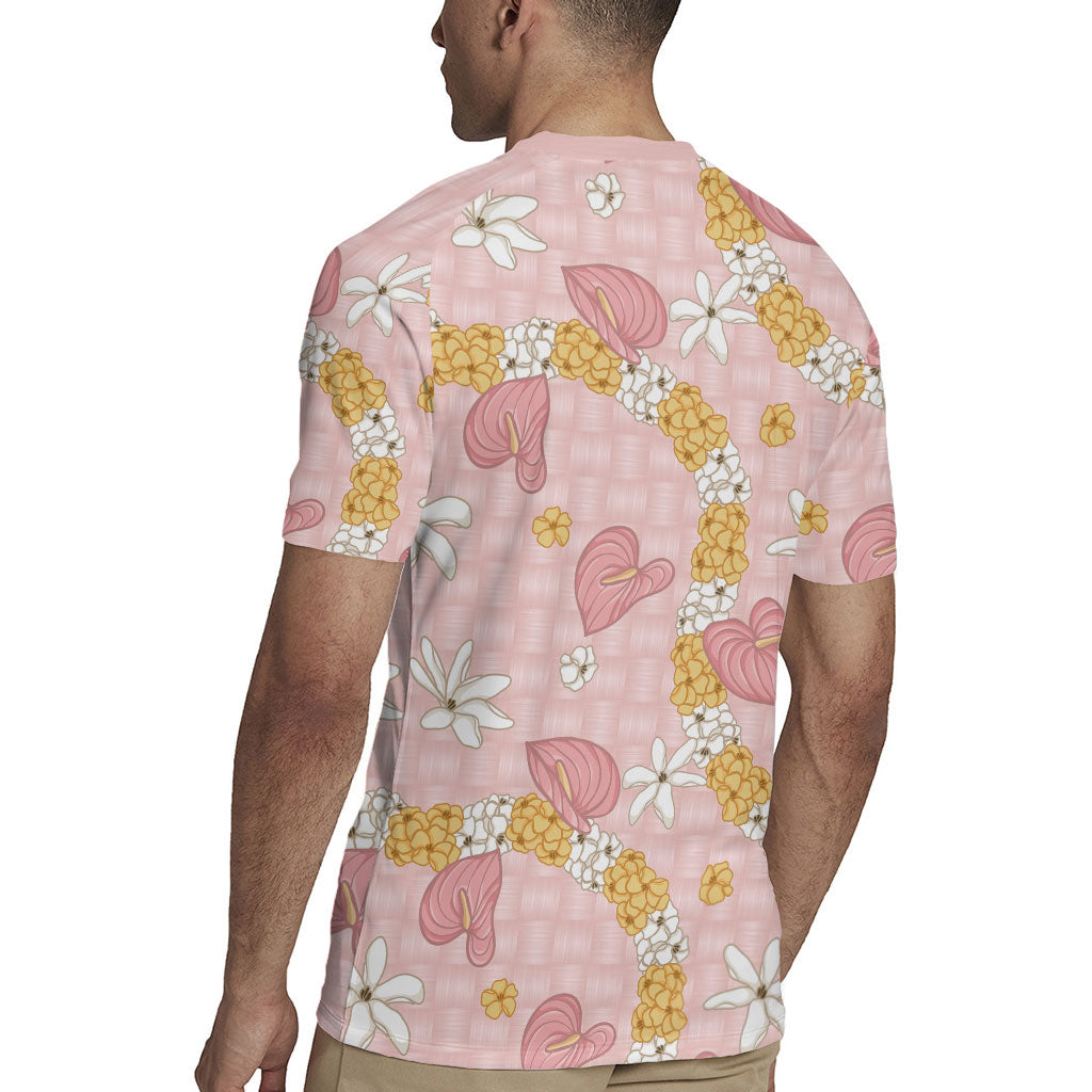 Hawaii Anthurium Tiare Pikake Lei Rugby Jersey Akala Lauhala Art Pattern