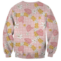 Hawaii Anthurium Tiare Pikake Lei Sweatshirt Akala Lauhala Art Pattern