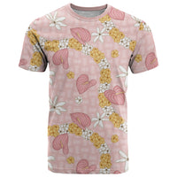 Hawaii Anthurium Tiare Pikake Lei T Shirt Akala Lauhala Art Pattern
