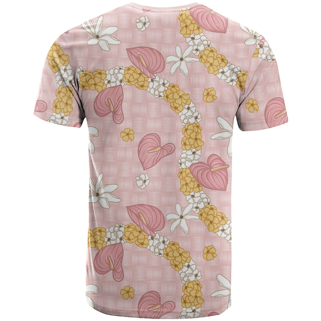 Hawaii Anthurium Tiare Pikake Lei T Shirt Akala Lauhala Art Pattern
