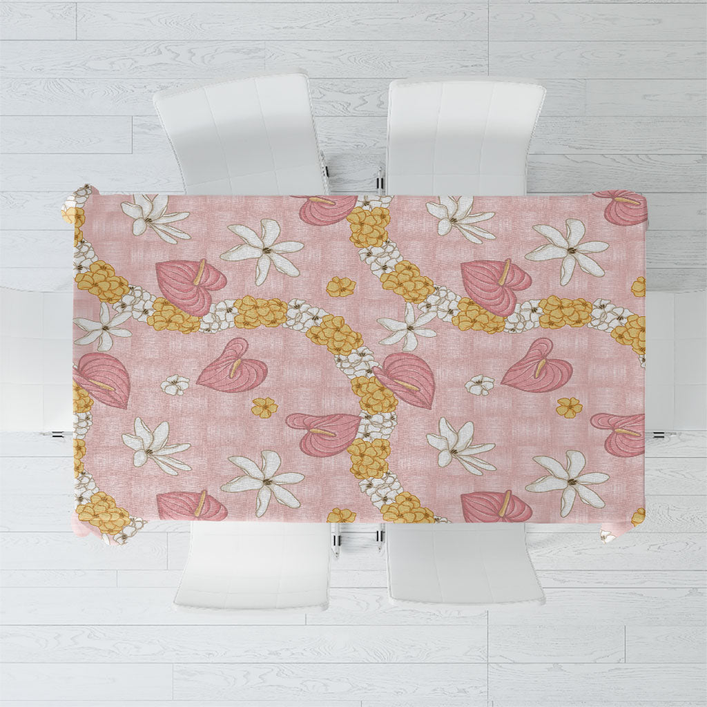 Hawaii Anthurium Tiare Pikake Lei Tablecloth Akala Lauhala Art Pattern