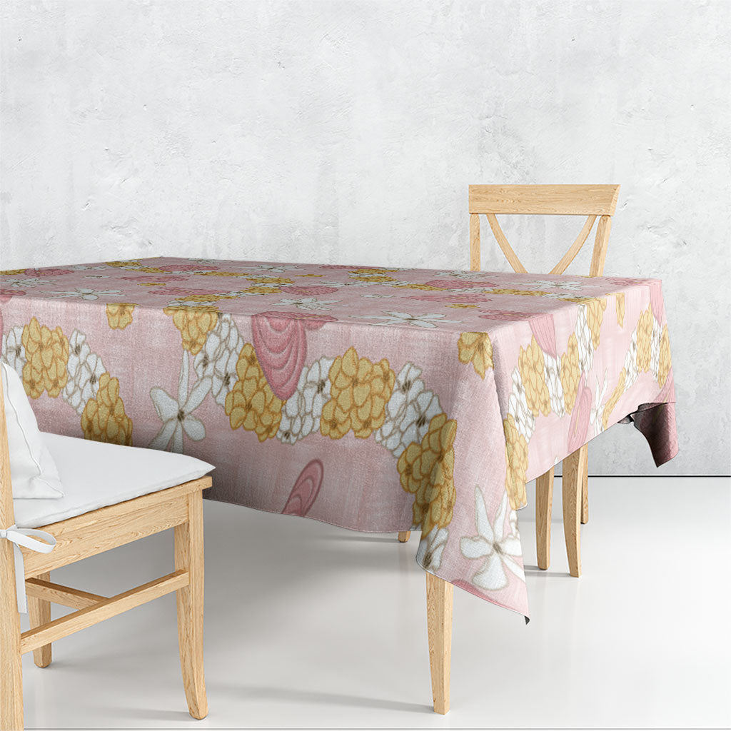 Hawaii Anthurium Tiare Pikake Lei Tablecloth Akala Lauhala Art Pattern