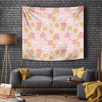 Hawaii Anthurium Tiare Pikake Lei Tapestry Akala Lauhala Art Pattern