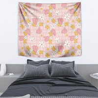Hawaii Anthurium Tiare Pikake Lei Tapestry Akala Lauhala Art Pattern