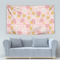 Hawaii Anthurium Tiare Pikake Lei Tapestry Akala Lauhala Art Pattern