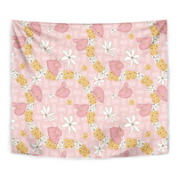 Hawaii Anthurium Tiare Pikake Lei Tapestry Akala Lauhala Art Pattern