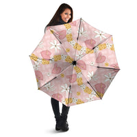 Hawaii Anthurium Tiare Pikake Lei Umbrella Akala Lauhala Art Pattern