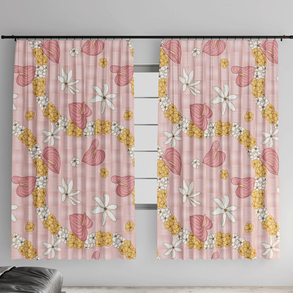 Hawaii Anthurium Tiare Pikake Lei Window Curtain Akala Lauhala Art Pattern