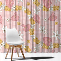 Hawaii Anthurium Tiare Pikake Lei Window Curtain Akala Lauhala Art Pattern