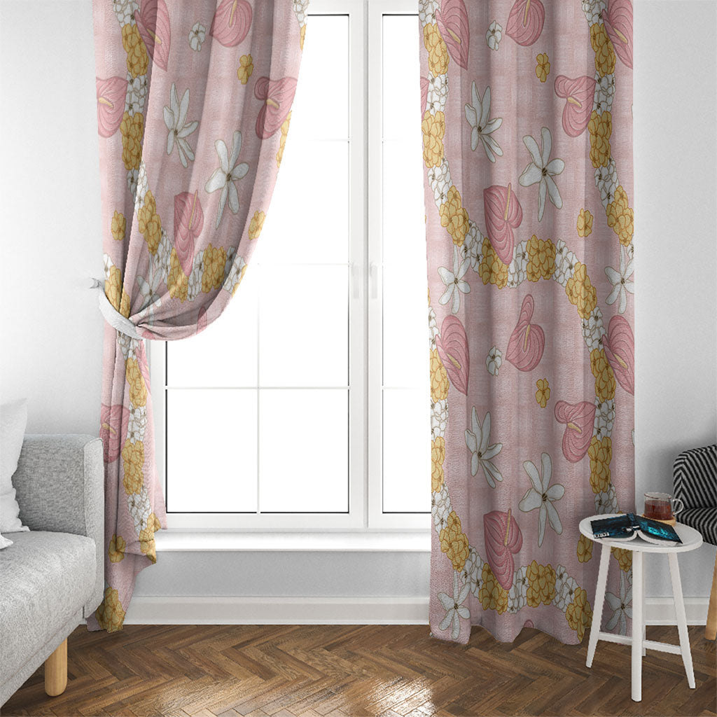 Hawaii Anthurium Tiare Pikake Lei Window Curtain Akala Lauhala Art Pattern