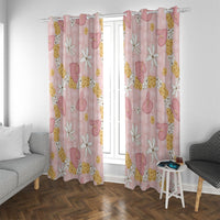 Hawaii Anthurium Tiare Pikake Lei Window Curtain Akala Lauhala Art Pattern