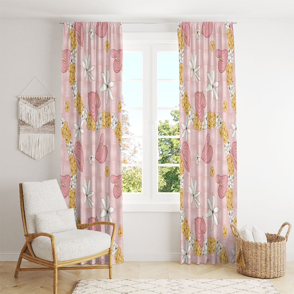 Hawaii Anthurium Tiare Pikake Lei Window Curtain Akala Lauhala Art Pattern