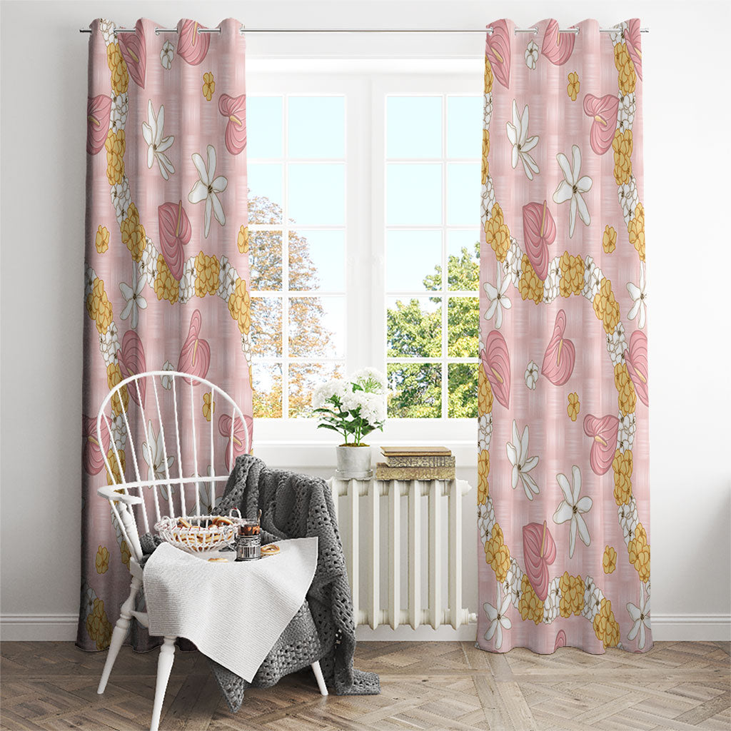 Hawaii Anthurium Tiare Pikake Lei Window Curtain Akala Lauhala Art Pattern