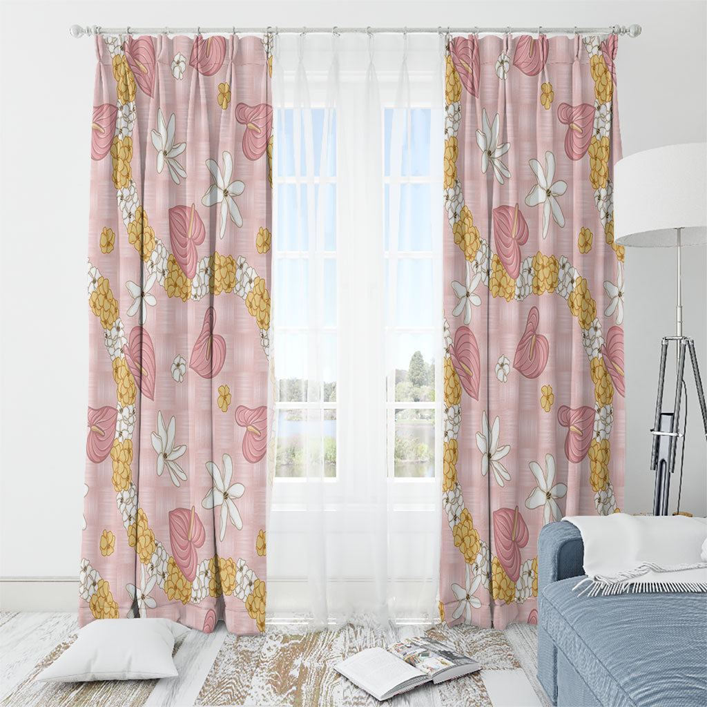 Hawaii Anthurium Tiare Pikake Lei Window Curtain Akala Lauhala Art Pattern