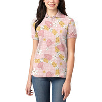 Hawaii Anthurium Tiare Pikake Lei Women Polo Shirt Akala Lauhala Art Pattern LT01 - Polynesian Pride
