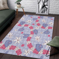Hawaii Anthurium Tiare Pikake Lei Area Rug Poni Lauhala Art Pattern