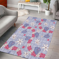 Hawaii Anthurium Tiare Pikake Lei Area Rug Poni Lauhala Art Pattern