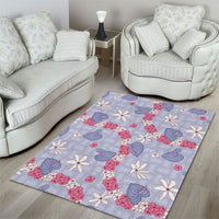 Hawaii Anthurium Tiare Pikake Lei Area Rug Poni Lauhala Art Pattern