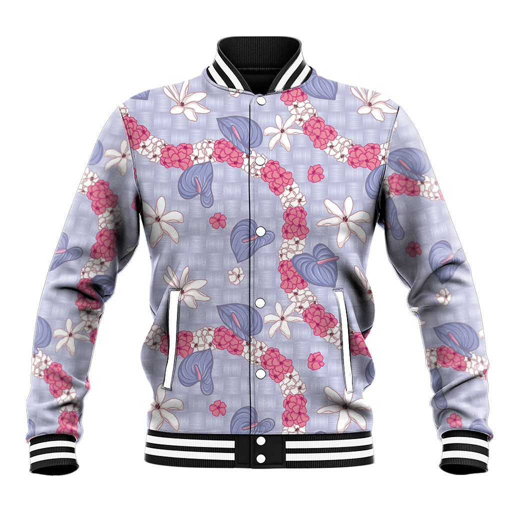 Hawaii Anthurium Tiare Pikake Lei Baseball Jacket Poni Lauhala Art Pattern