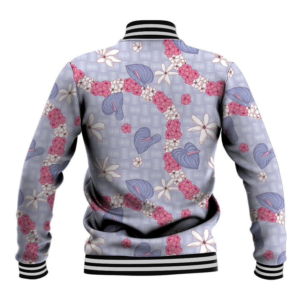Hawaii Anthurium Tiare Pikake Lei Baseball Jacket Poni Lauhala Art Pattern