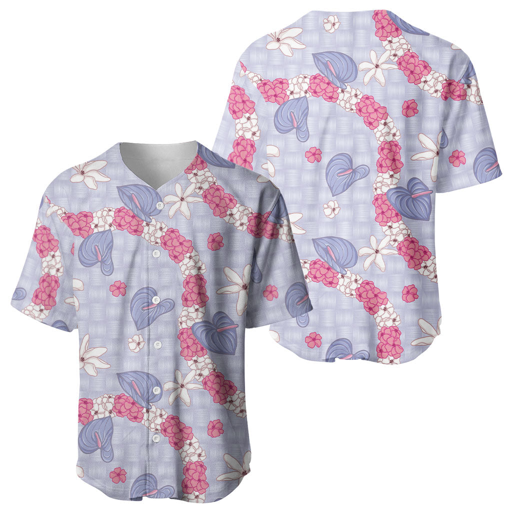 Hawaii Anthurium Tiare Pikake Lei Baseball Jersey Poni Lauhala Art Pattern LT01 - Polynesian Pride