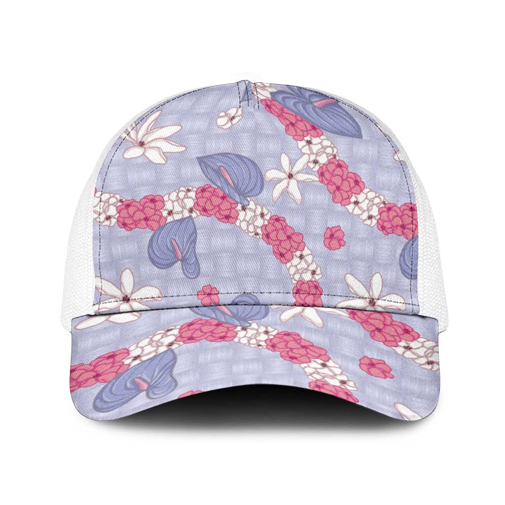 Hawaii Anthurium Tiare Pikake Lei Baseball Net Cap Poni Lauhala Art Pattern