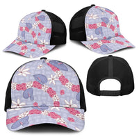 Hawaii Anthurium Tiare Pikake Lei Baseball Net Cap Poni Lauhala Art Pattern