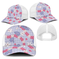 Hawaii Anthurium Tiare Pikake Lei Baseball Net Cap Poni Lauhala Art Pattern