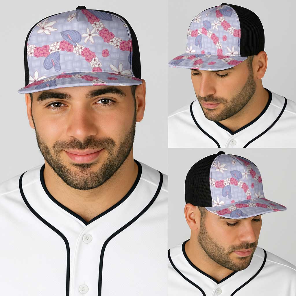 Hawaii Anthurium Tiare Pikake Lei Baseball Net Cap Poni Lauhala Art Pattern