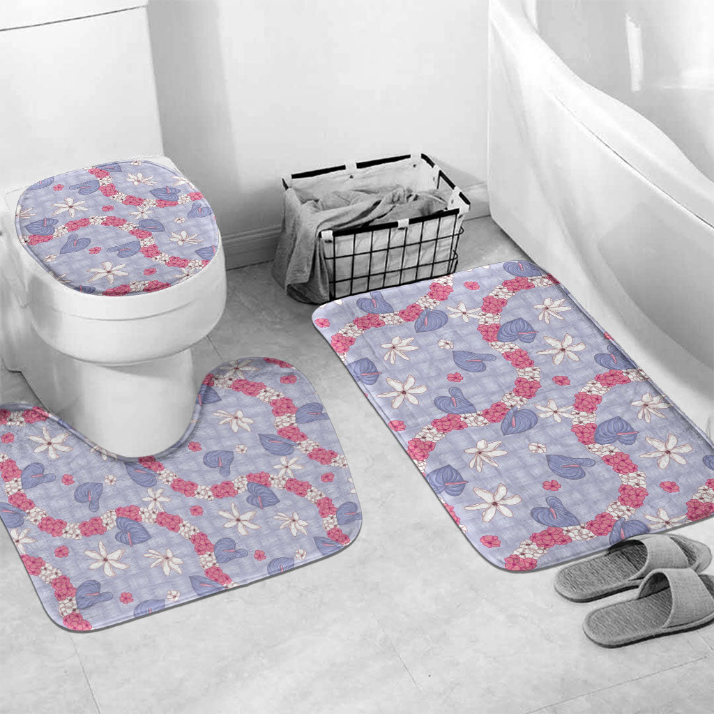 Hawaii Anthurium Tiare Pikake Lei Bathroom Set Poni Lauhala Art Pattern