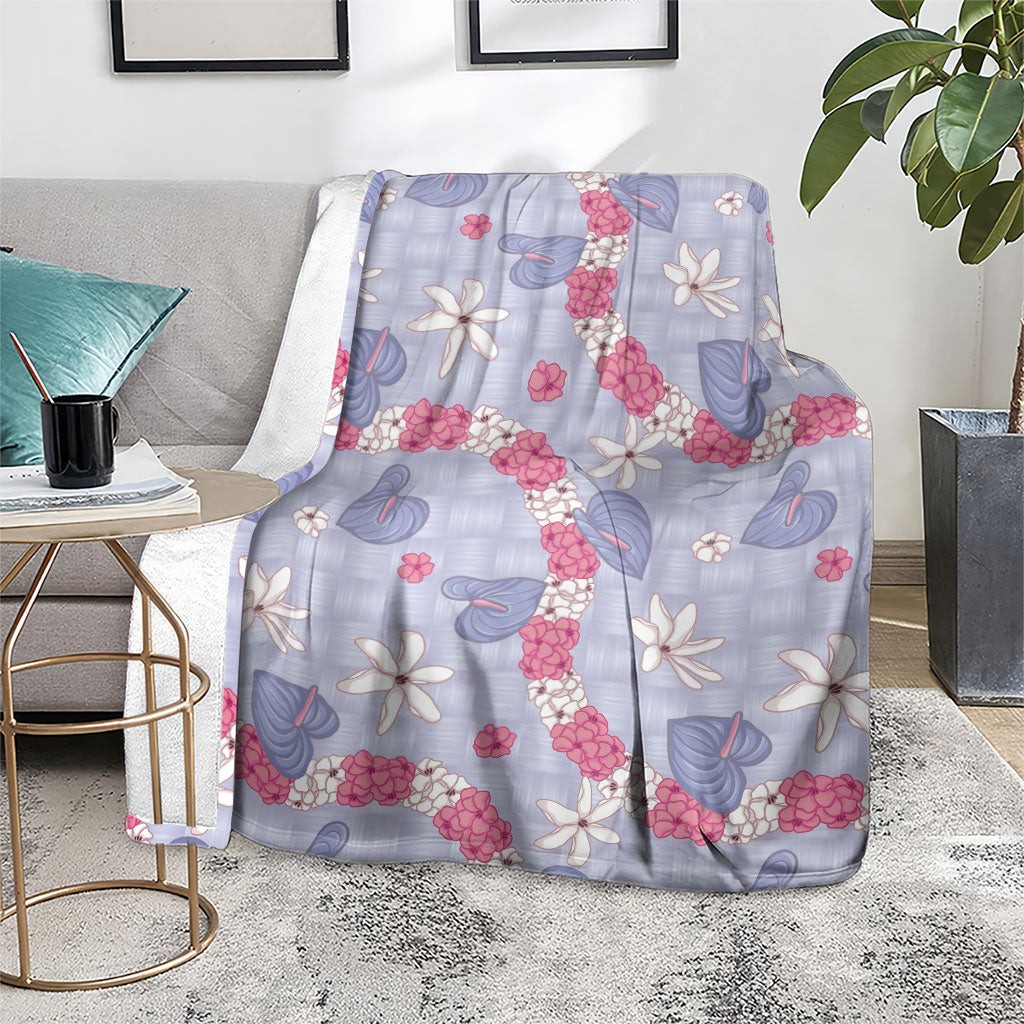 Hawaii Anthurium Tiare Pikake Lei Blanket Poni Lauhala Art Pattern