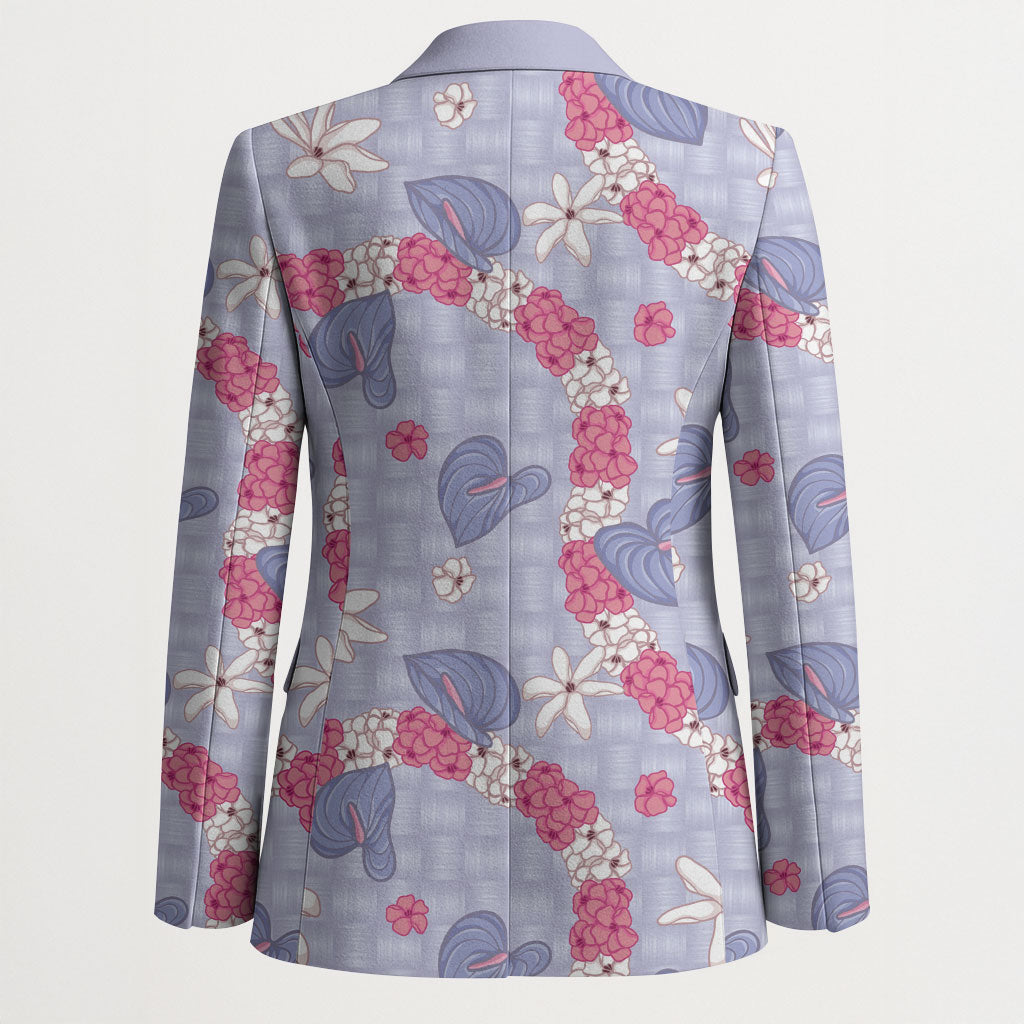 Hawaii Anthurium Tiare Pikake Lei Blazer Poni Lauhala Art Pattern