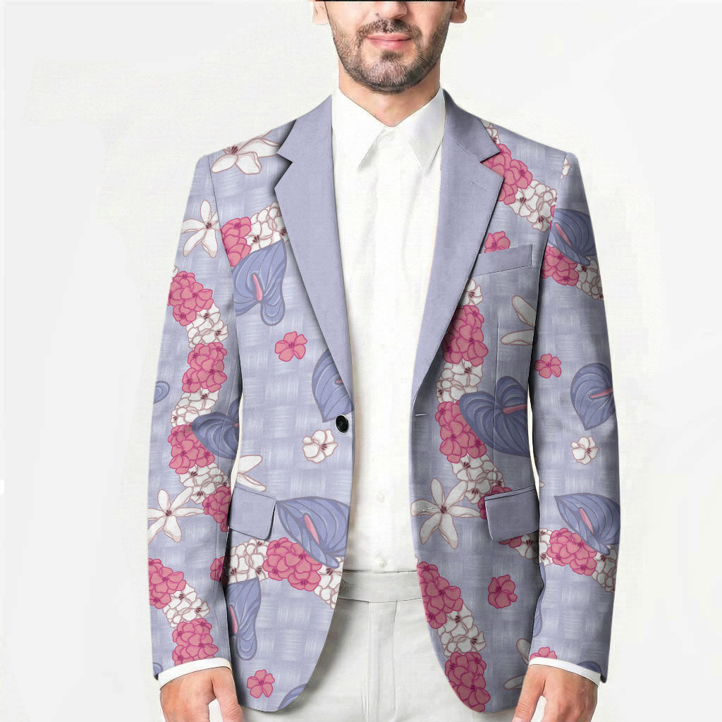 Hawaii Anthurium Tiare Pikake Lei Blazer Poni Lauhala Art Pattern