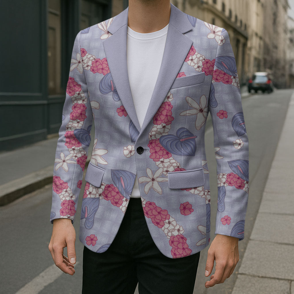 Hawaii Anthurium Tiare Pikake Lei Blazer Poni Lauhala Art Pattern