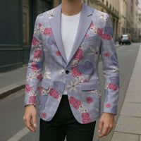 Hawaii Anthurium Tiare Pikake Lei Blazer Poni Lauhala Art Pattern