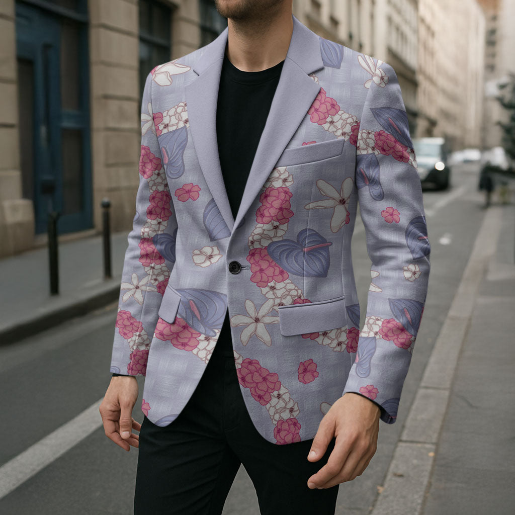 Hawaii Anthurium Tiare Pikake Lei Blazer Poni Lauhala Art Pattern